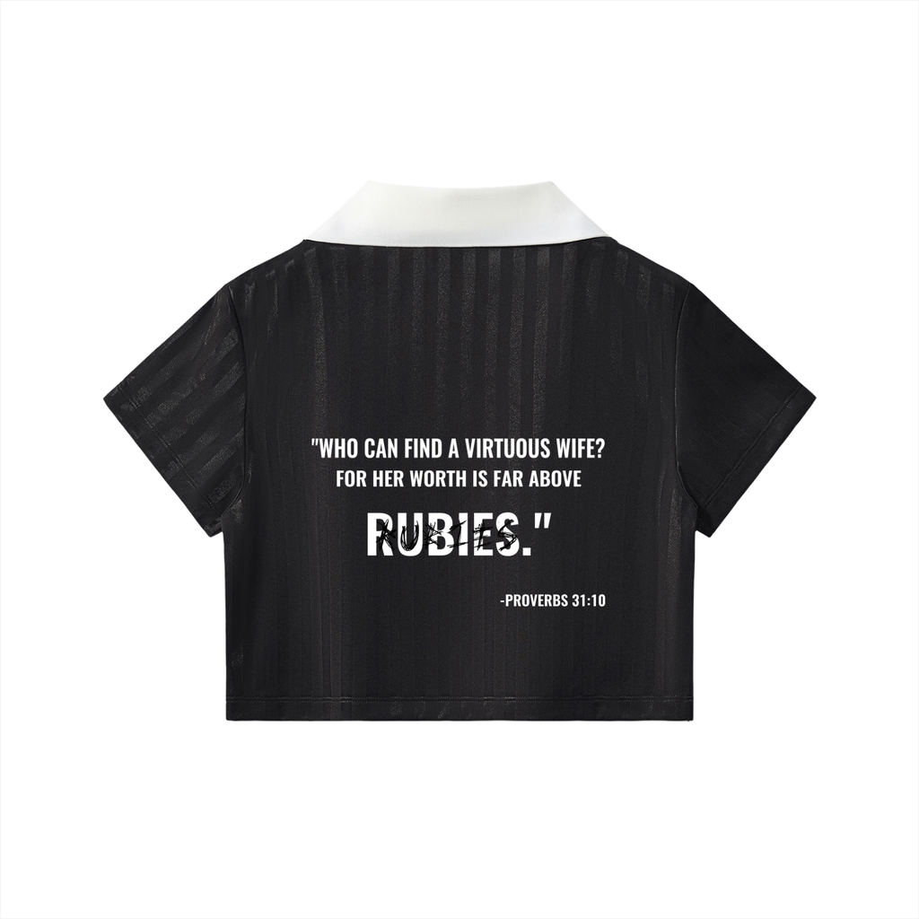 Contrast Collar Striped Cropped Jersey