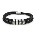 [Born]² Personalized Leather Bracelet with Engraved Beads