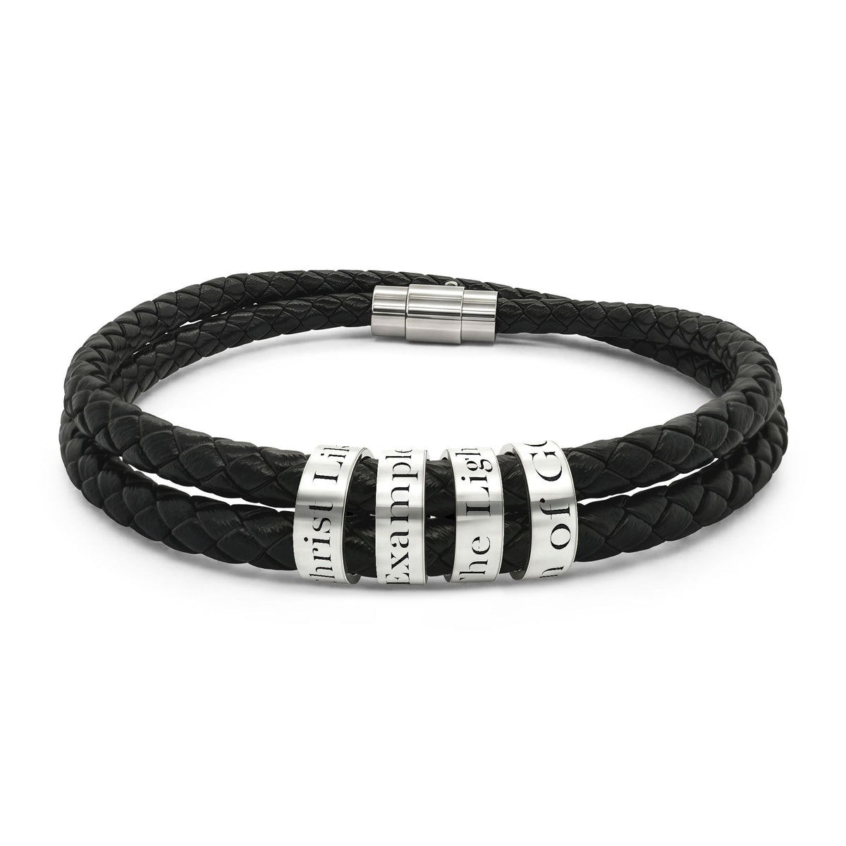 [Born]² Personalized Leather Bracelet with Engraved Beads