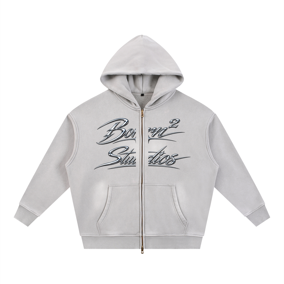 [Born]² Sunfade Two-way Zipper Boxy Fleece Hoodie