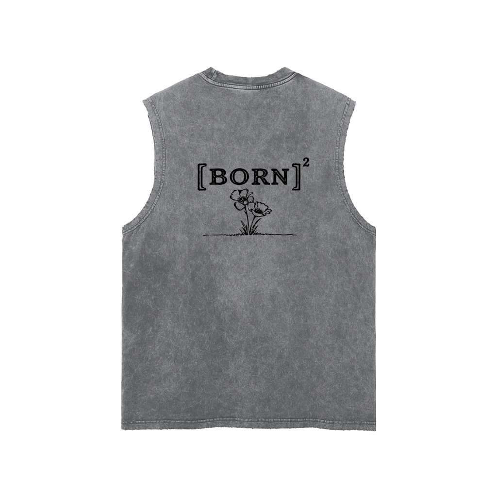 Snow Washed Frayed Hem Tank Top