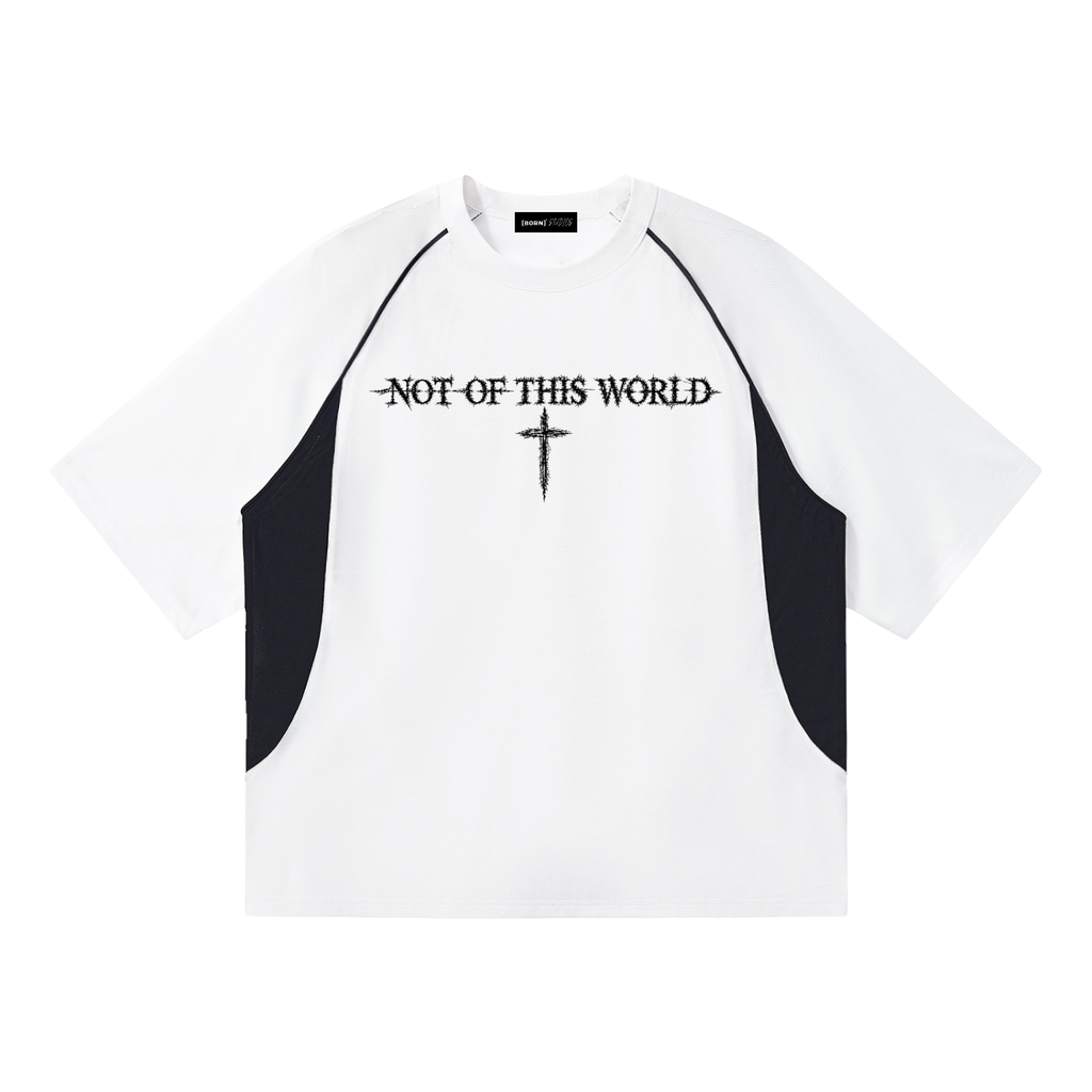 [Born]² White Contrast Piping Panel Raglan T-Shirt
