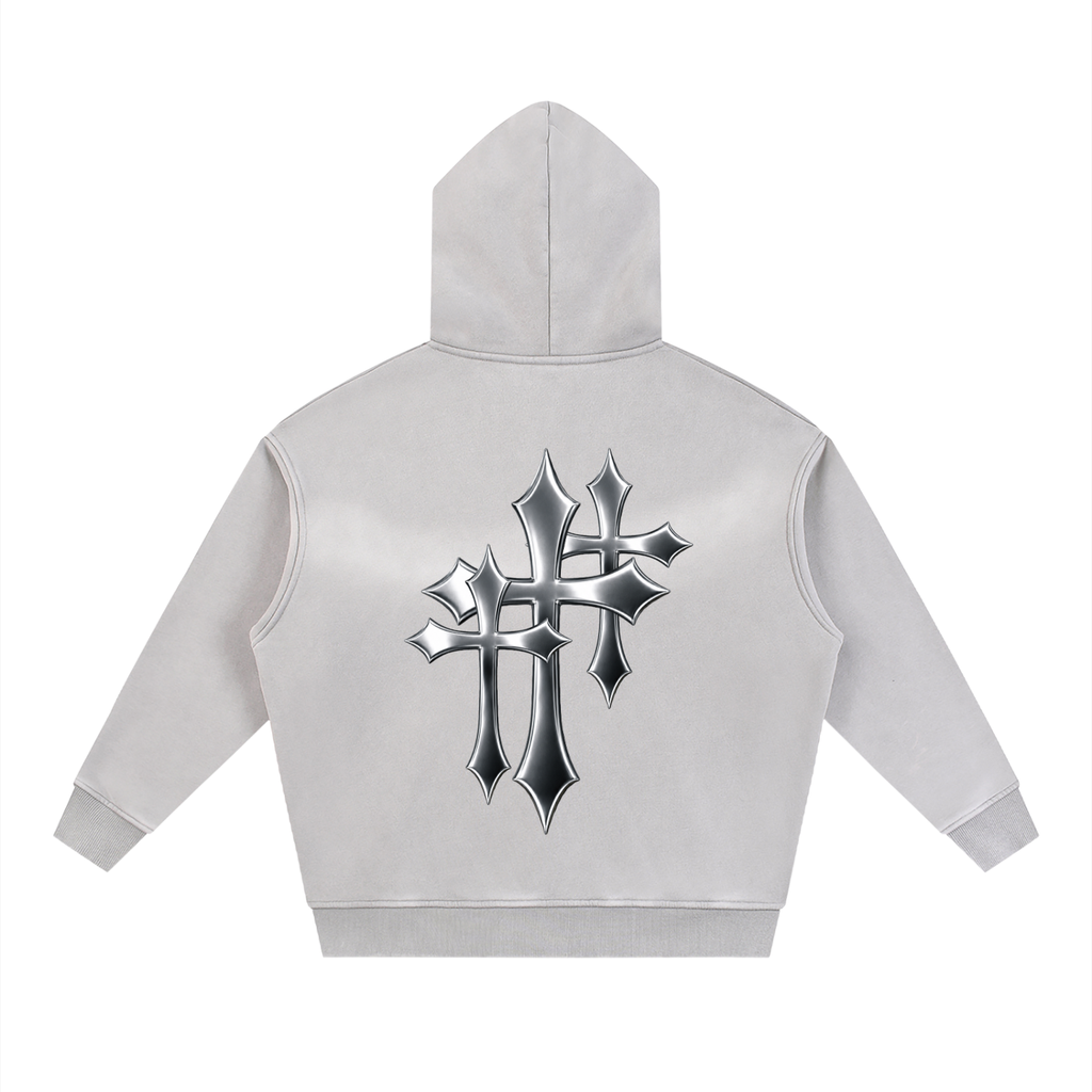 Sunfade Two-way Zipper Boxy Fleece Hoodie