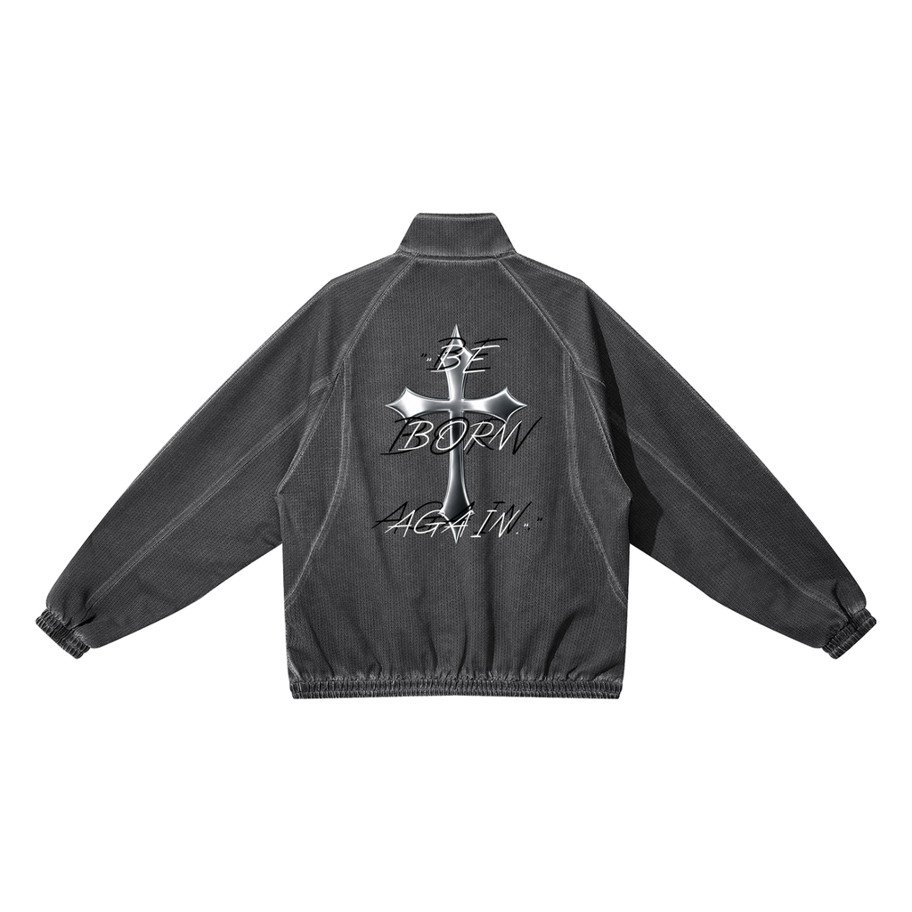 Unisex Vintage Wash Full Zip Mesh Jacket