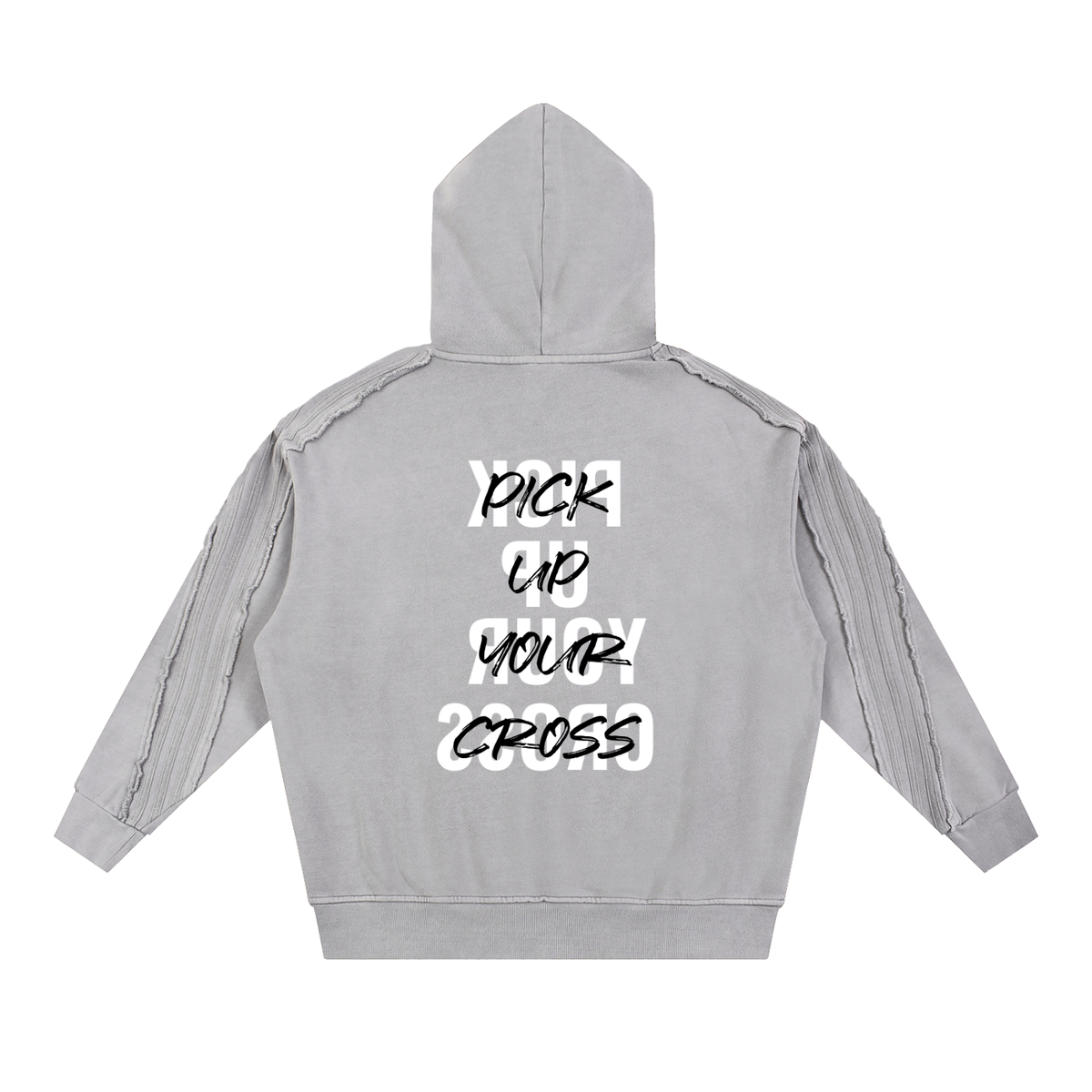 Snow Washed Tape Raw Edge Hoodie