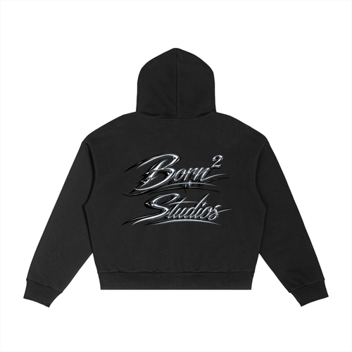 [Born]² Plaid Boxy Zip Hoodie Matching Set Top
