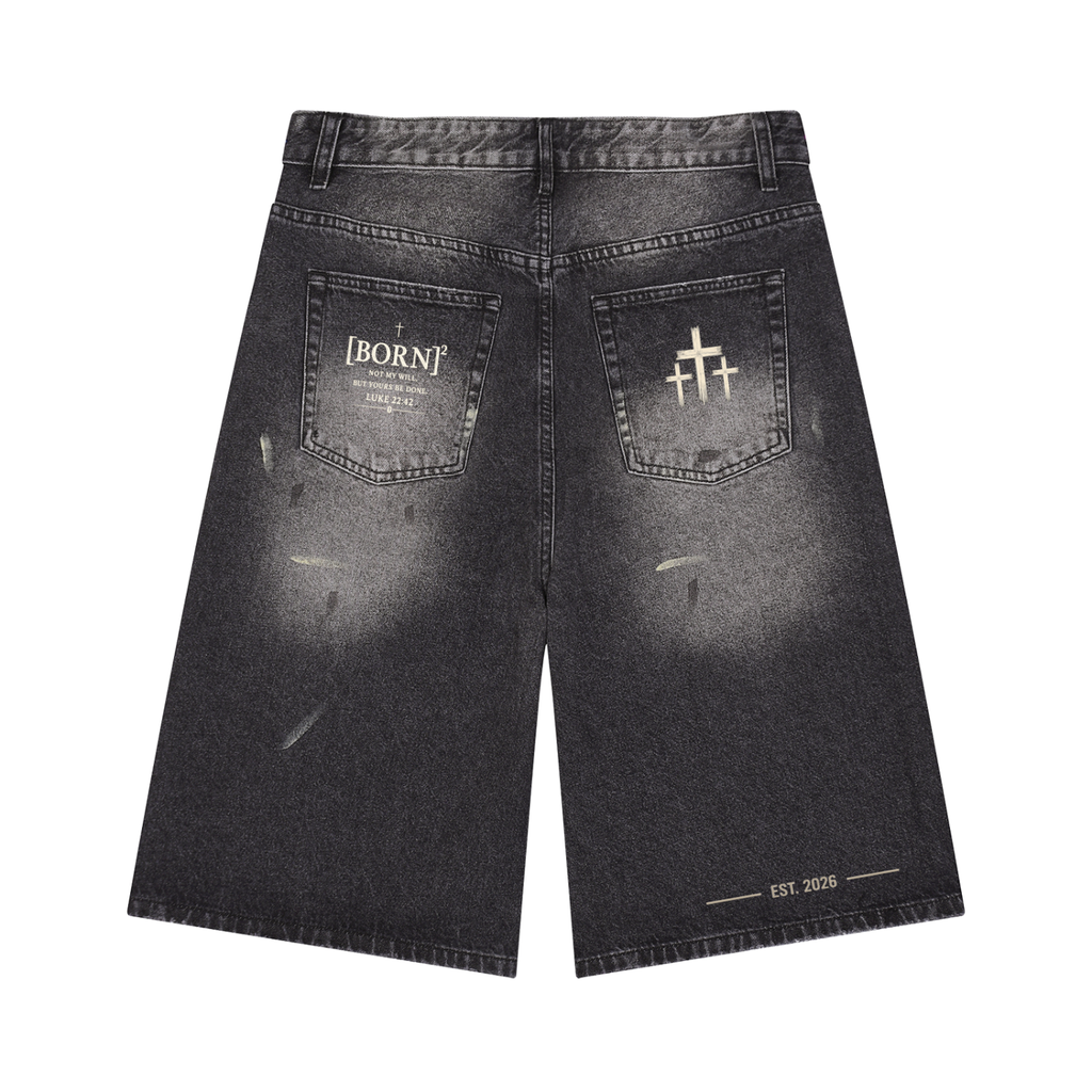 Men’s Vintage Wash Wide Leg Denim Shorts