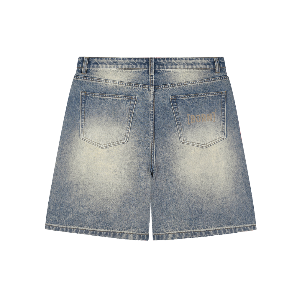 Faded Distressed Baggy Denim Shorts