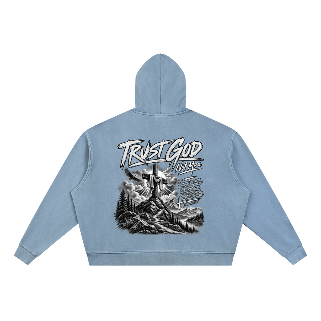 Unisex Vintage Wash Full Zip Boxy Hoodie