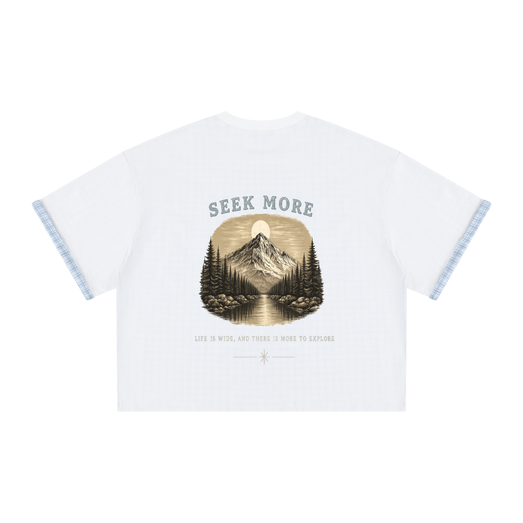 Unisex Boxy Plaid-Lined Double-Face T-Shirt