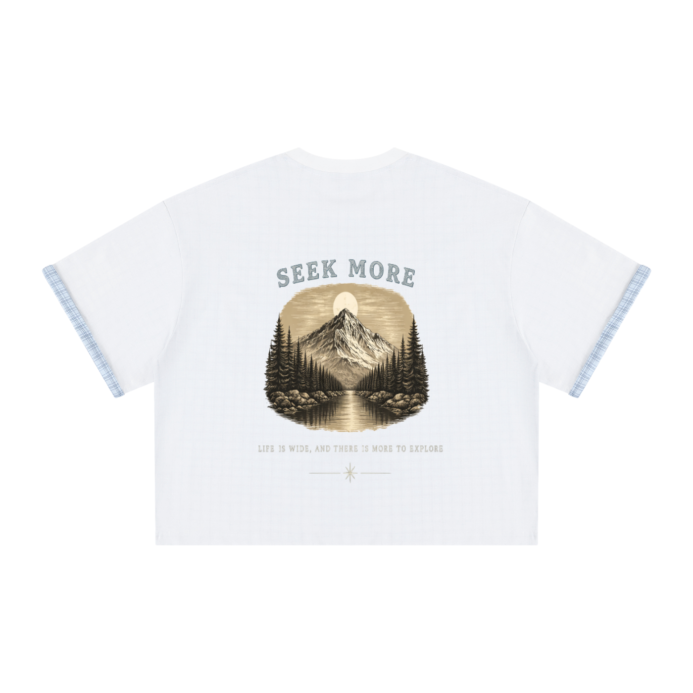 Unisex Boxy Plaid-Lined Double-Face T-Shirt