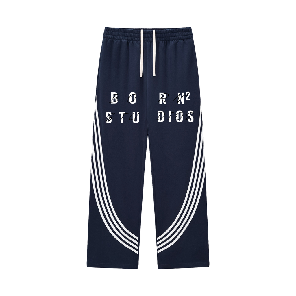Curved Stripe Straight Sweatpants