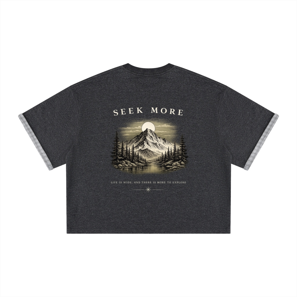 Unisex Boxy Plaid-Lined Double-Face T-Shirt