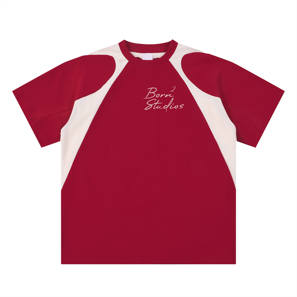 Contrast Panel Cotton T-Shirt