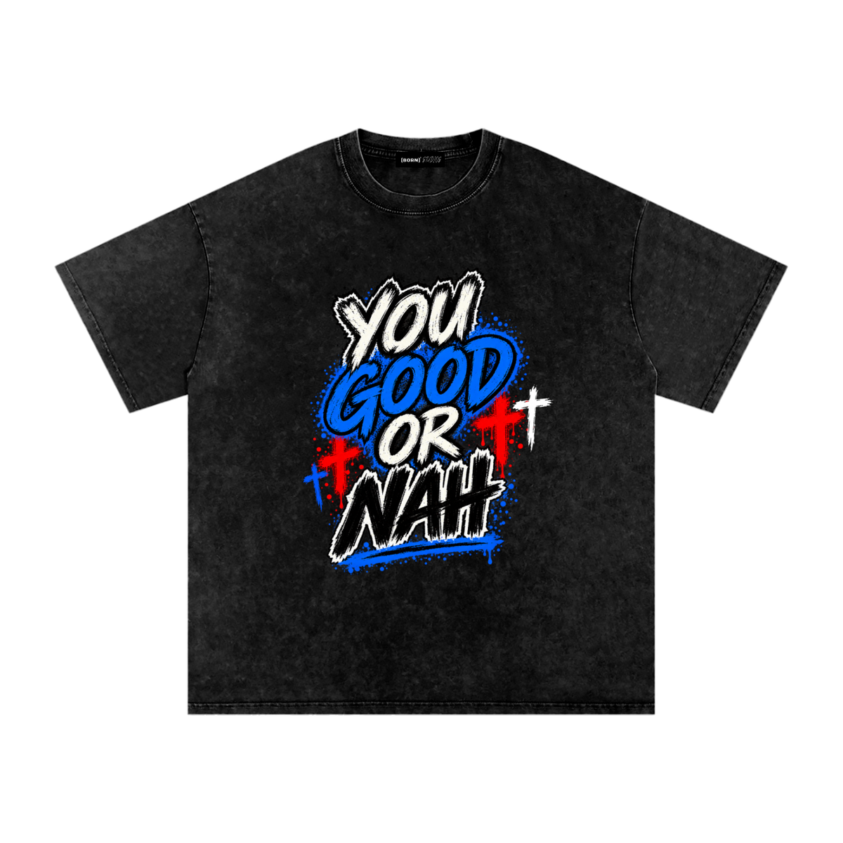 [Born]² Snow Washed Oversized Cotton T-Shirt