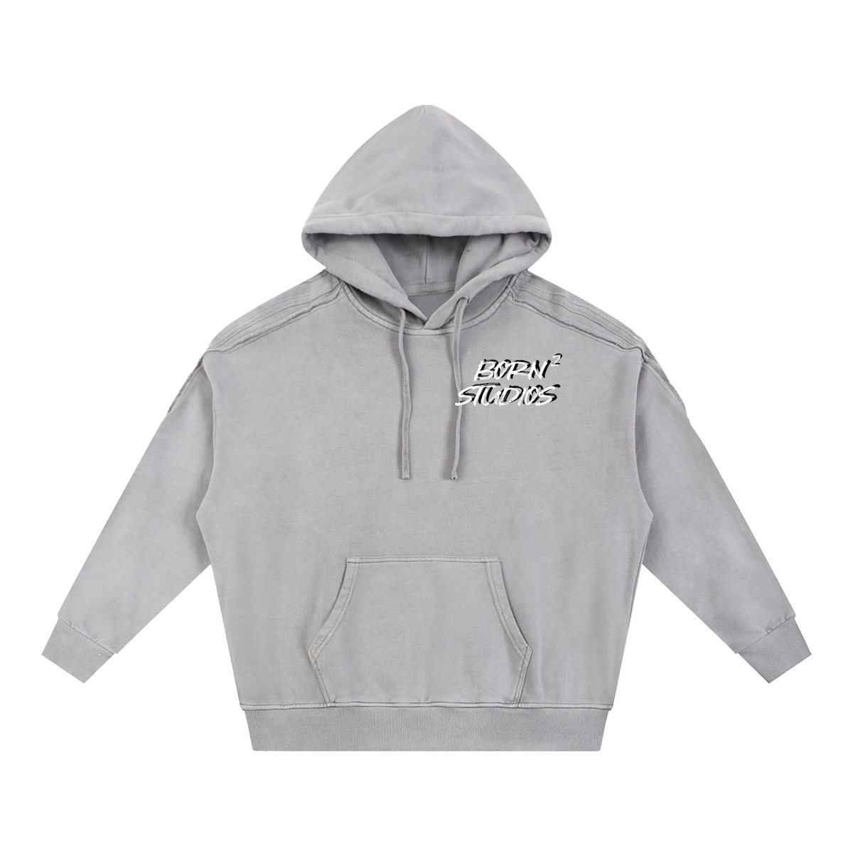 [Born]² Snow Washed Tape Raw Edge Hoodie