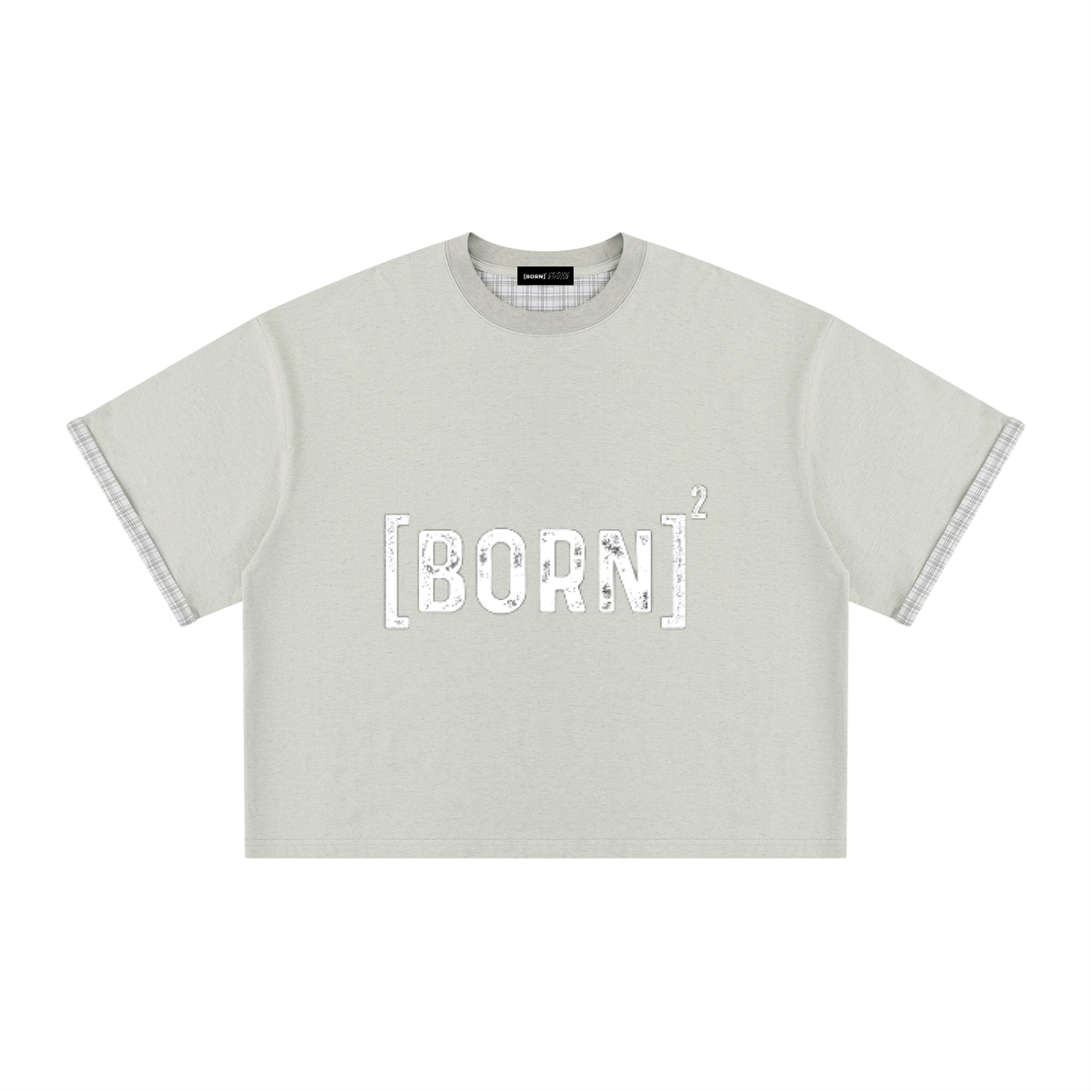 Unisex Boxy Plaid-Lined Double-Face T-Shirt