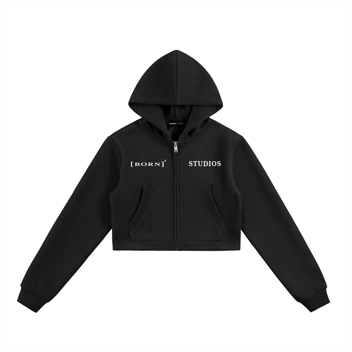 [Born]² Women's Essential Cropped Zip-Up Hoodie Matching Set Top