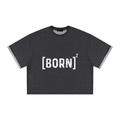 Unisex Boxy Plaid-Lined Double-Face T-Shirt