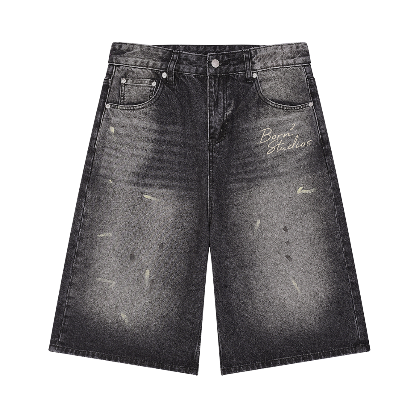 Men’s Vintage Wash Wide Leg Denim Shorts