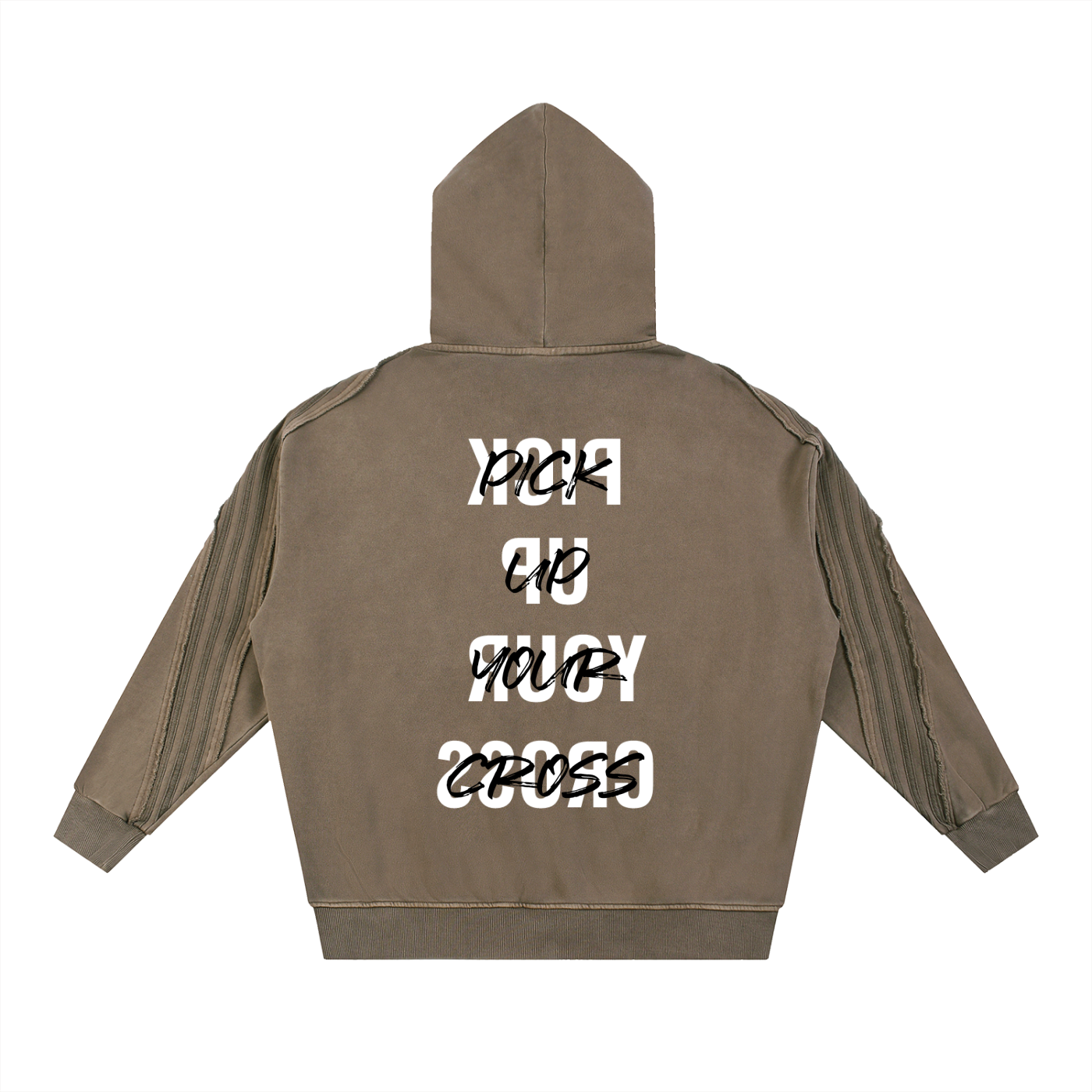 Snow Washed Tape Raw Edge Zip Hoodie