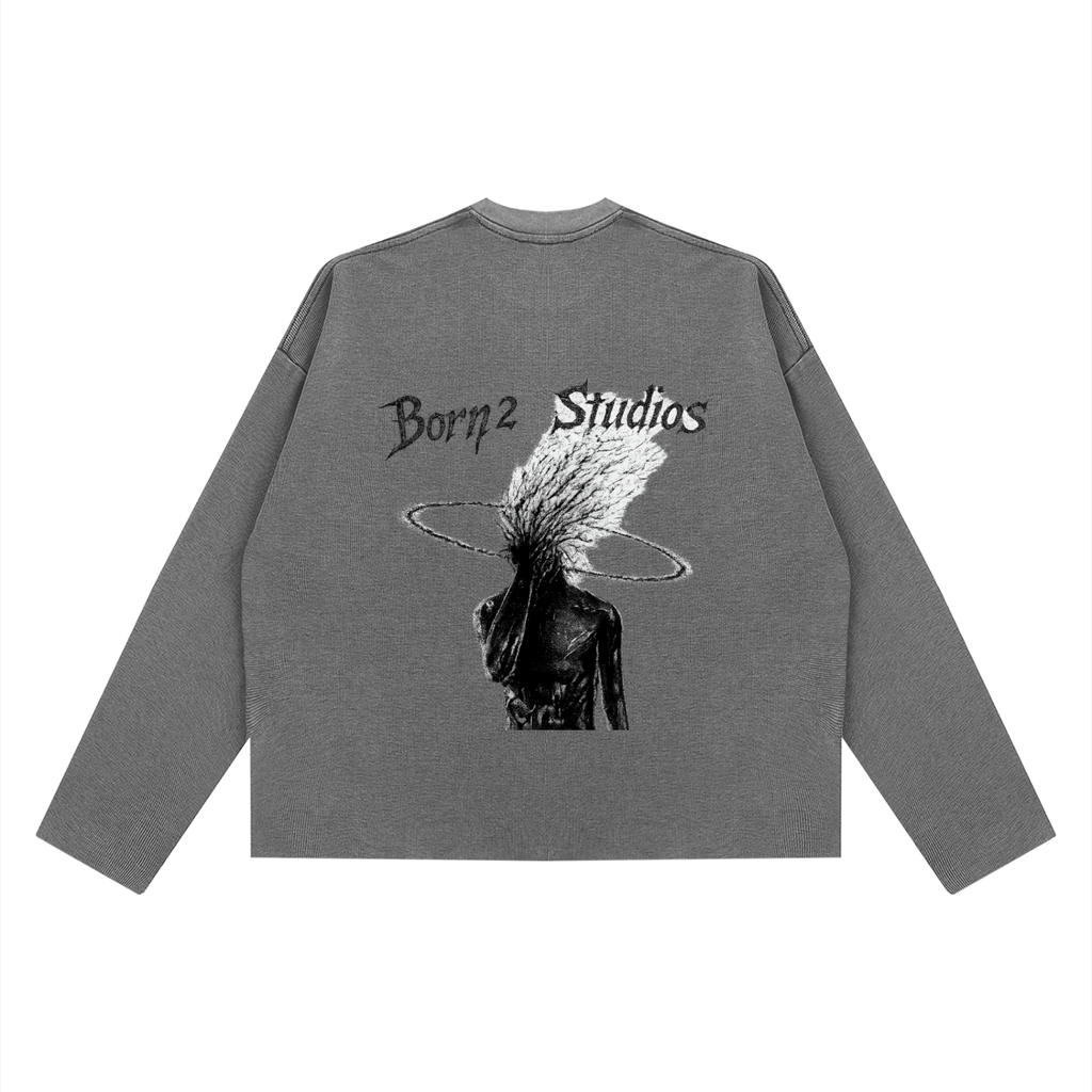 Unisex Vintage Wash Boxy  Waffle Raw Edge T-Shirt