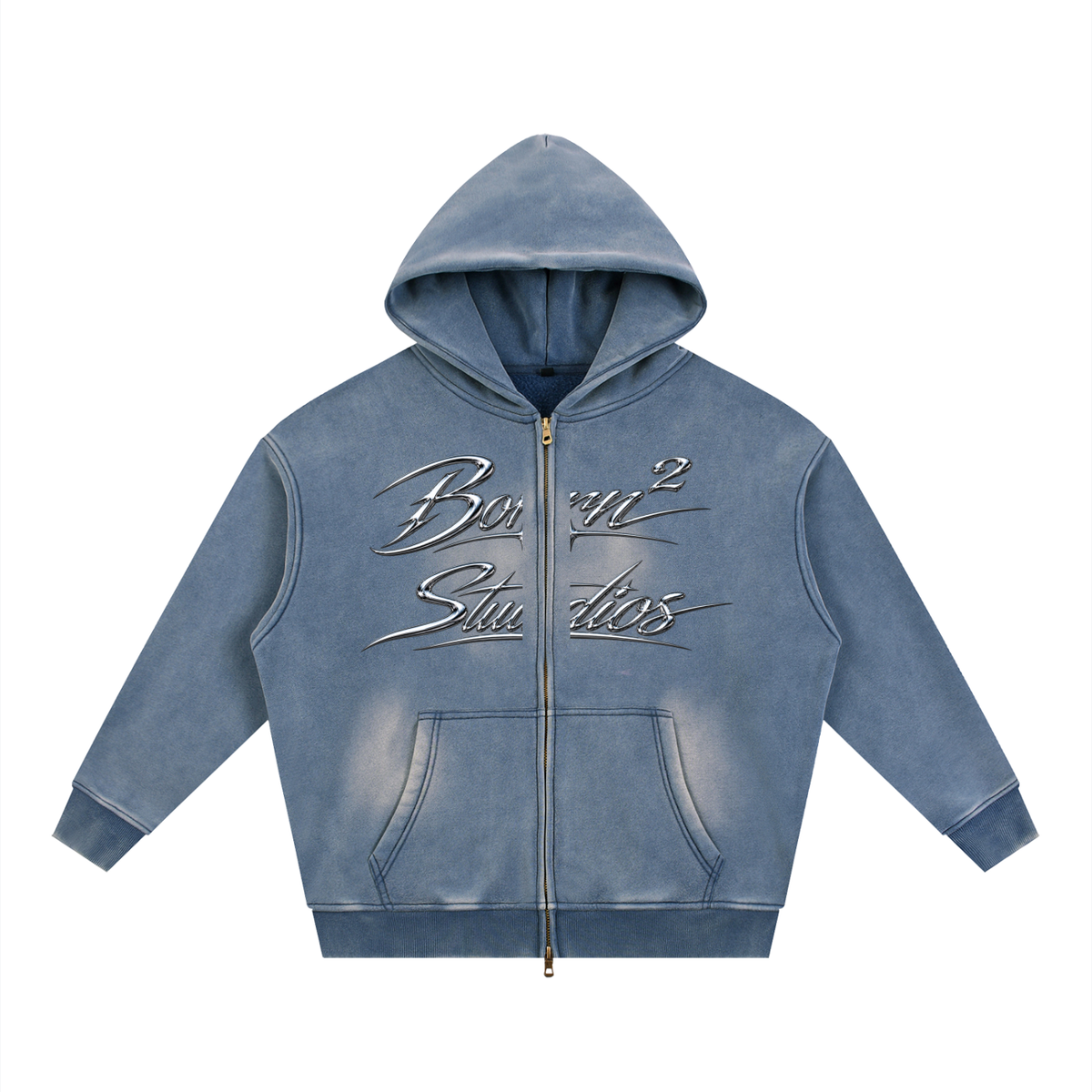 [Born]² Sunfade Two-way Zipper Boxy Fleece Hoodie