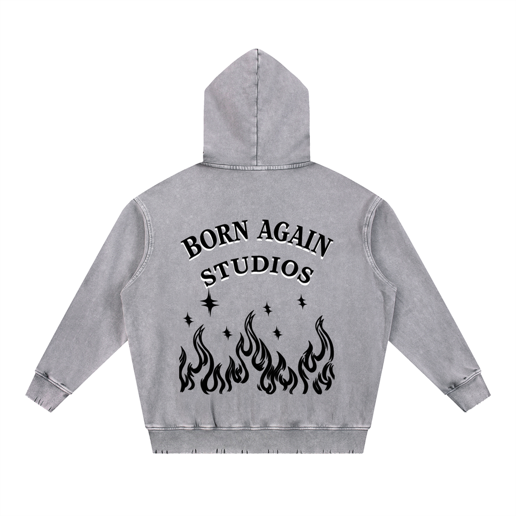 Snow Wash Hand-Frayed Heavyweight  Hoodie