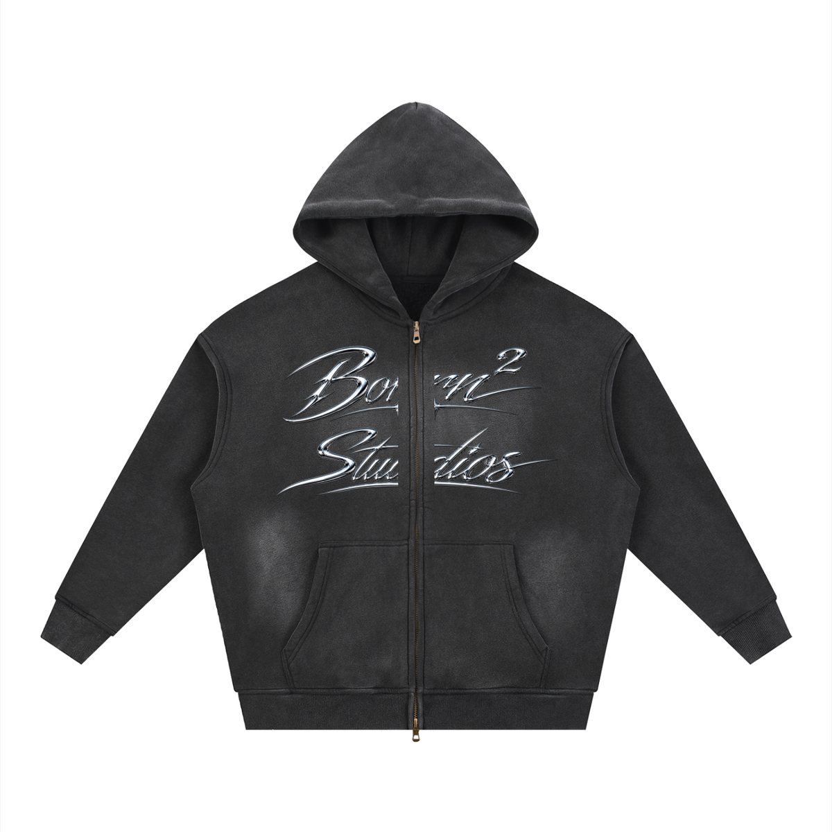 [Born]² Sunfade Two-way Zipper Boxy Fleece Hoodie
