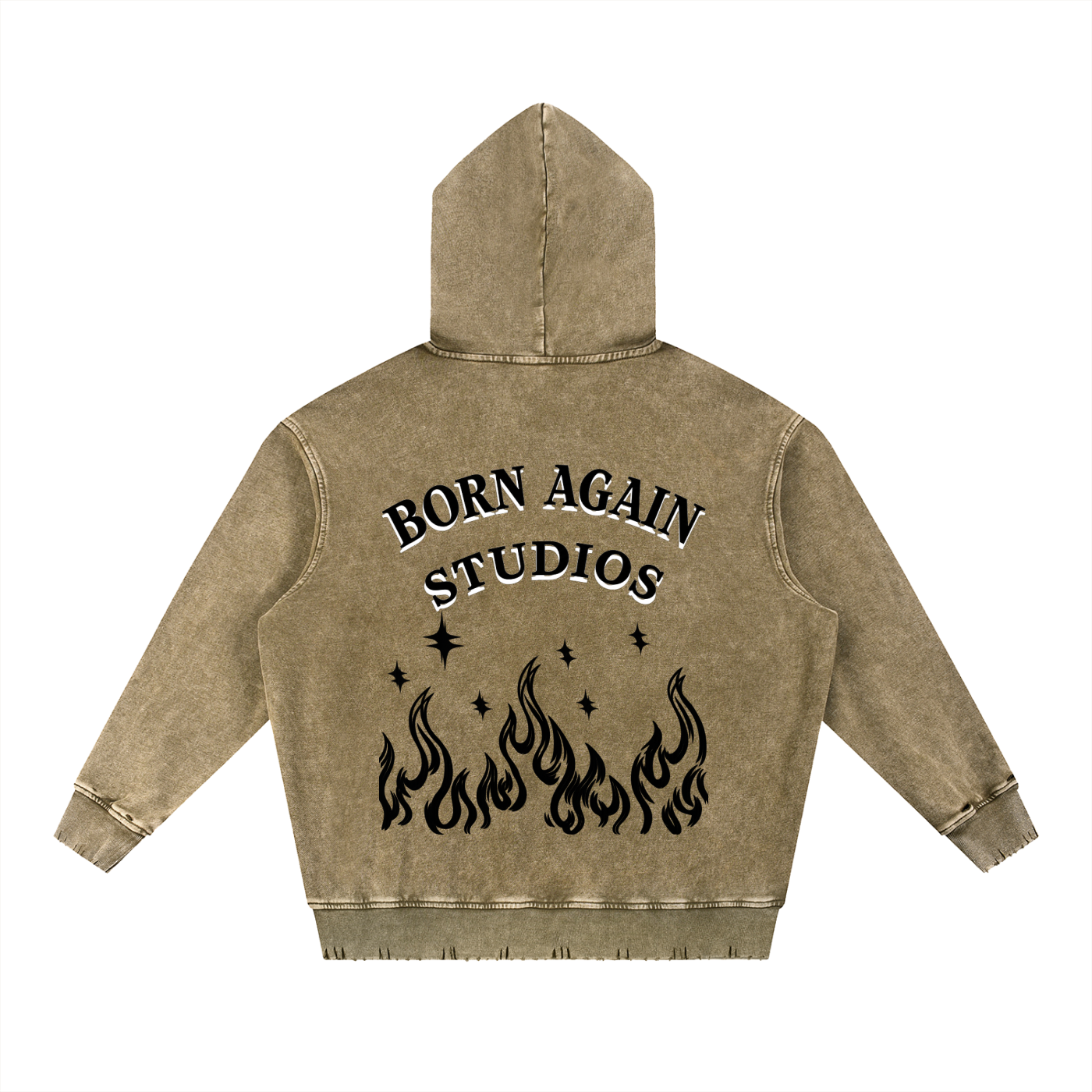 Snow Wash Hand-Frayed Heavyweight  Hoodie