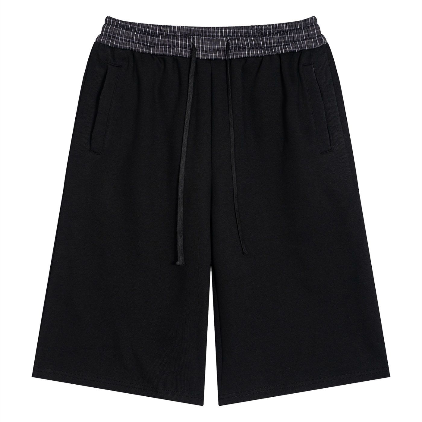 Unisex Plaid Waistband Shorts