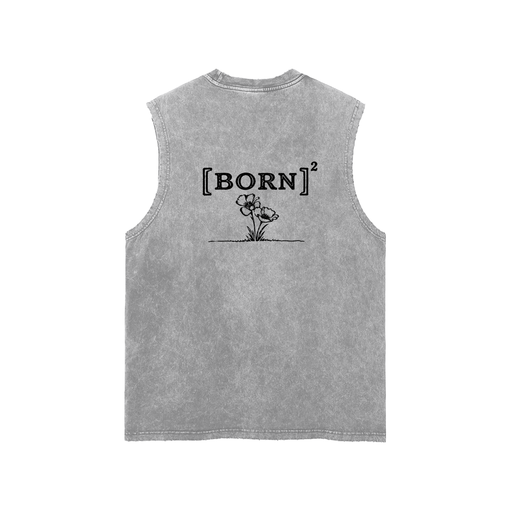 Snow Washed Frayed Hem Tank Top
