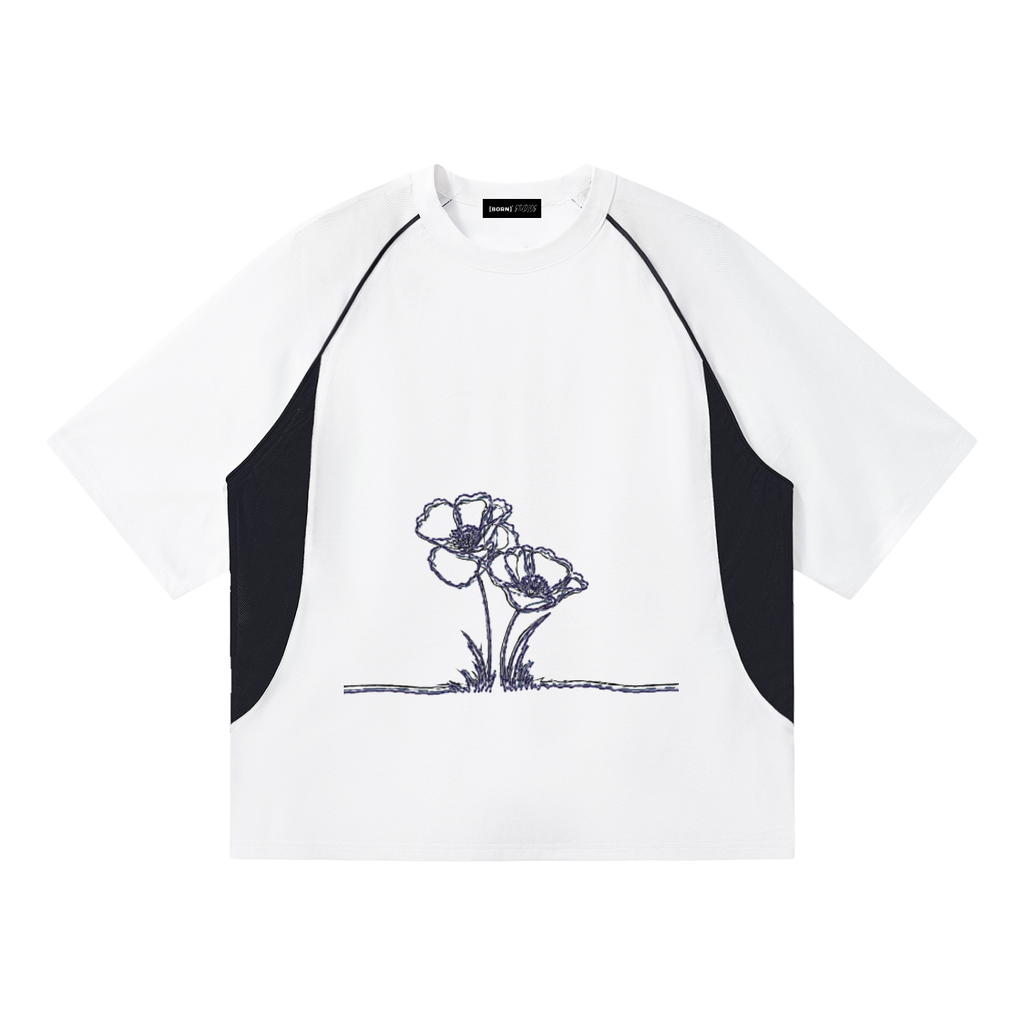 Contrast Piping Panel Raglan T-Shirt