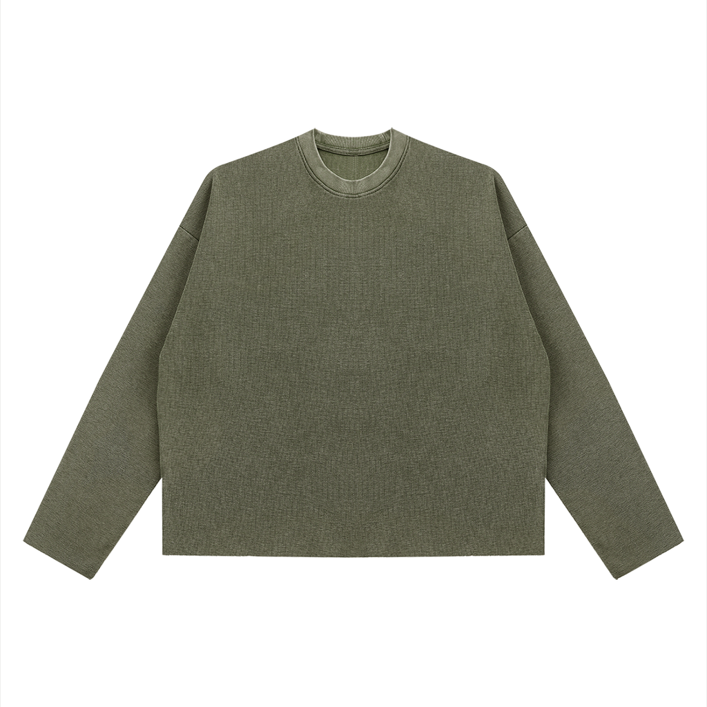 Unisex Vintage Wash Boxy  Waffle Raw Edge T-Shirt