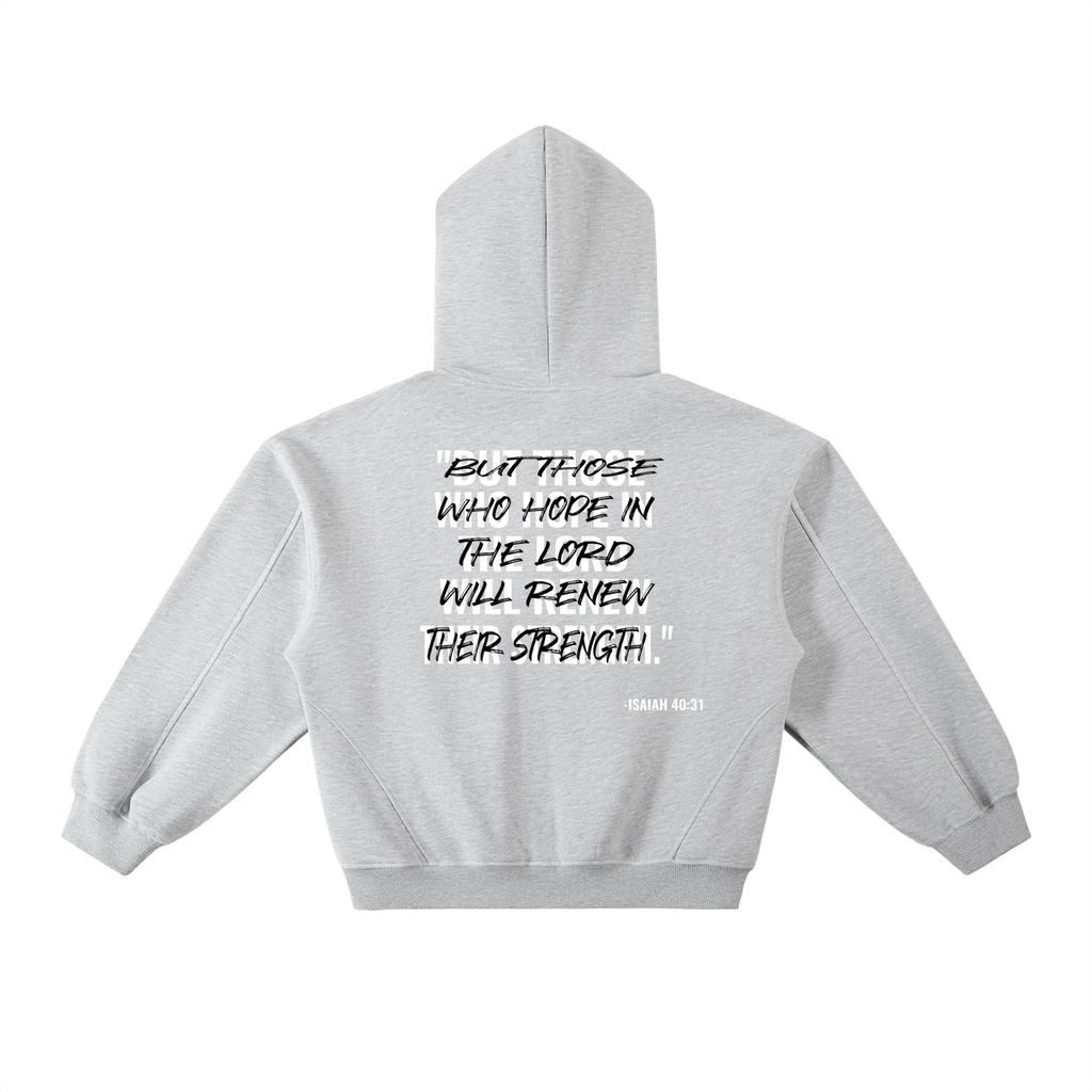 Contrast-Stitched Boxy Fleece Hoodie