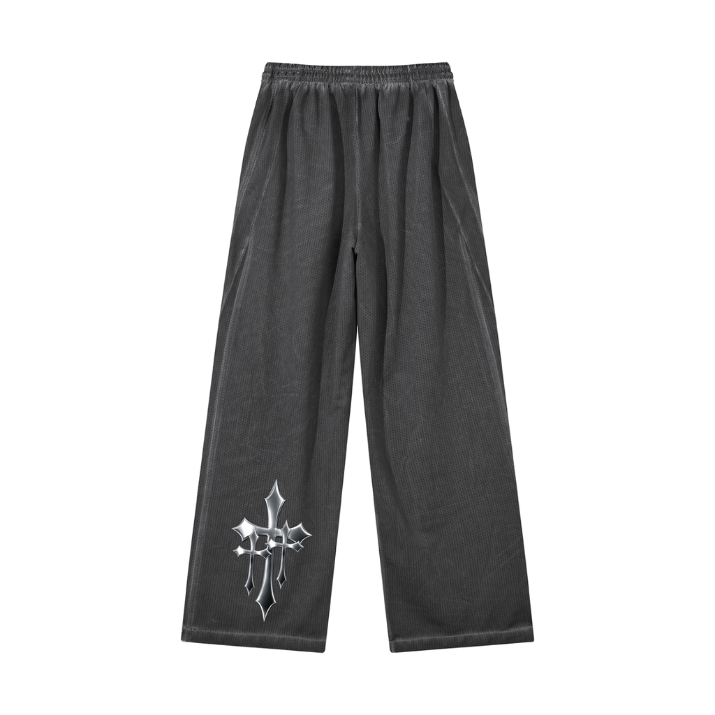 Unisex Vintage Wash Wide Leg Mesh Sweatpants
