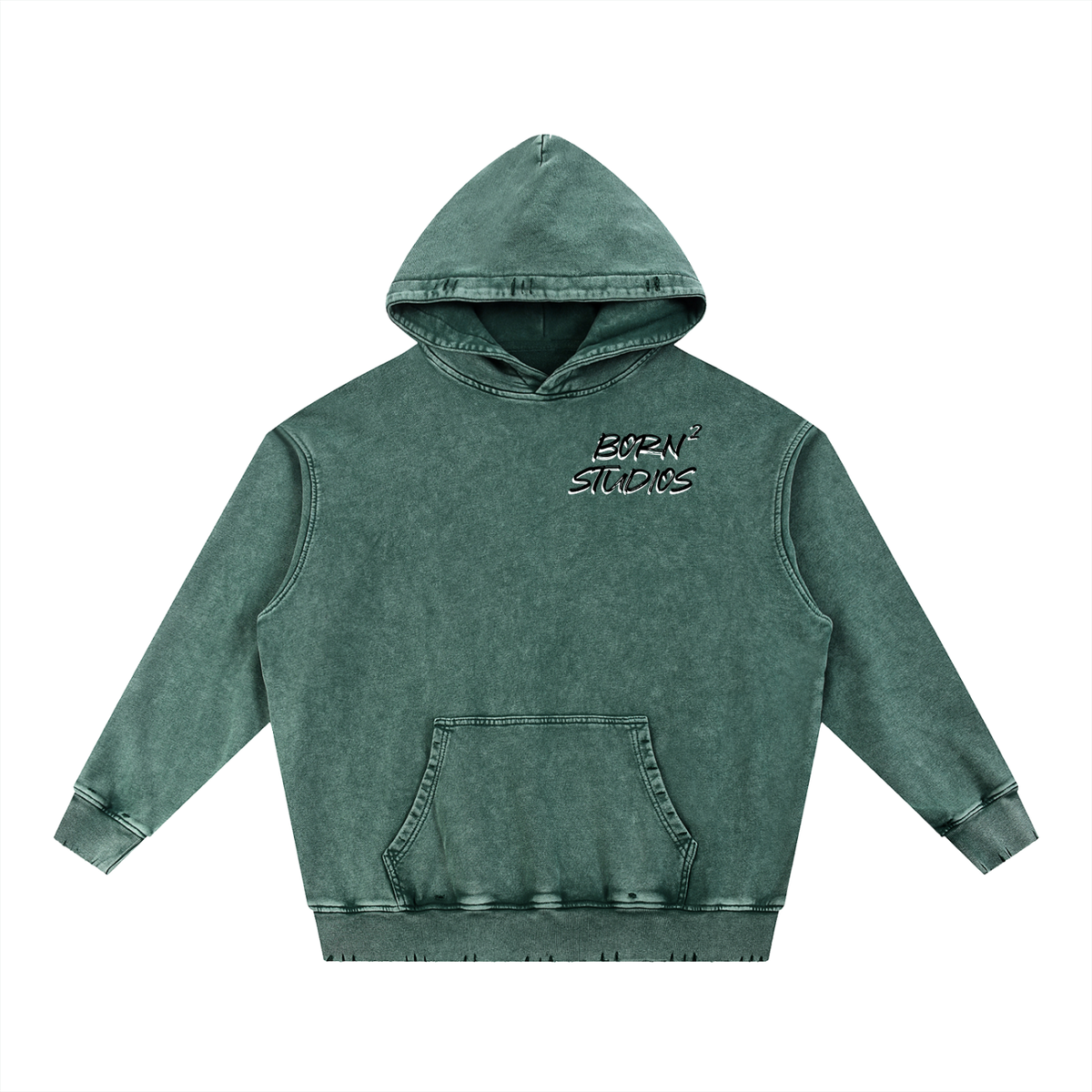 [Born]² Snow Wash Hand-Frayed Heavyweight  Hoodie
