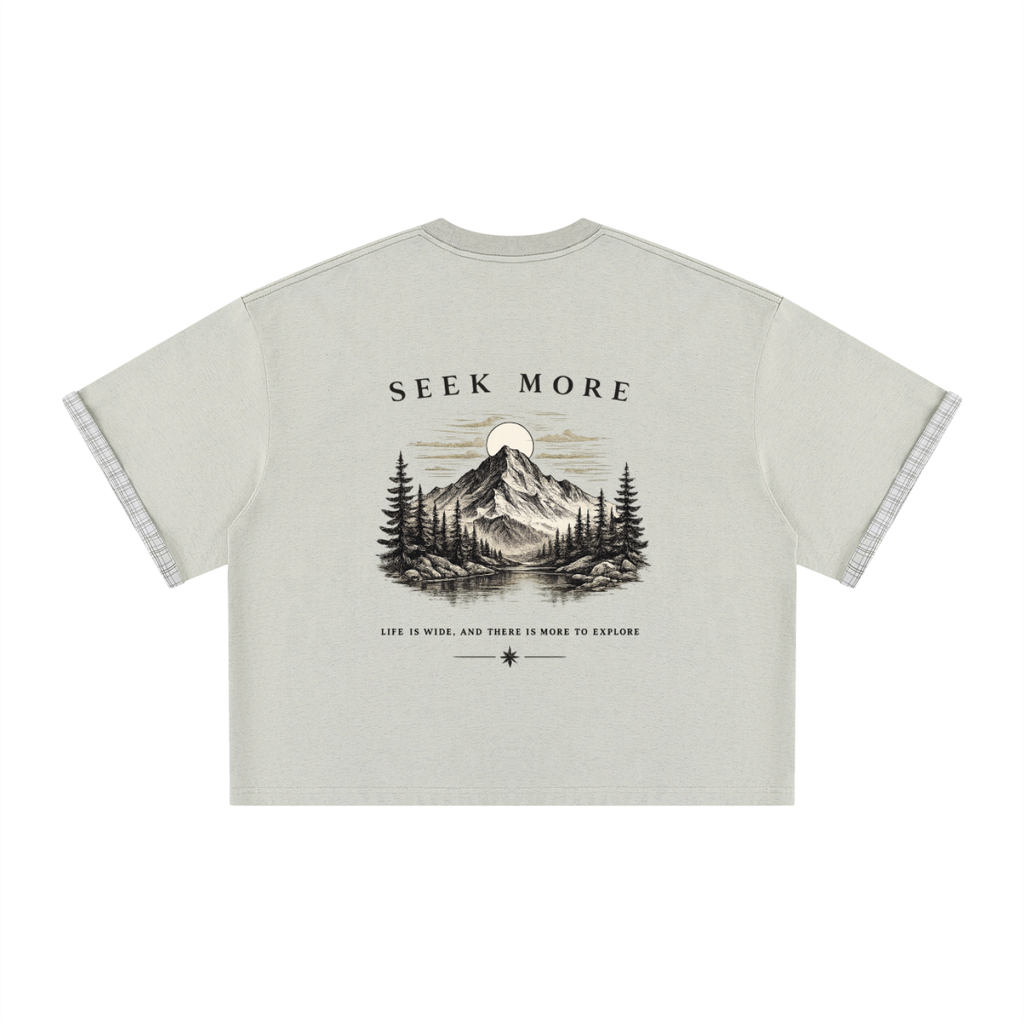 Unisex Boxy Plaid-Lined Double-Face T-Shirt
