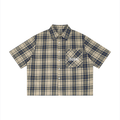 Unisex Plaid Boxy Short Sleeve Shirt