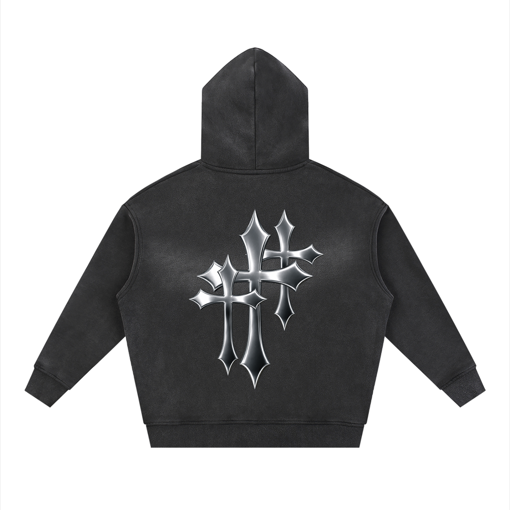 Sunfade Two-way Zipper Boxy Fleece Hoodie