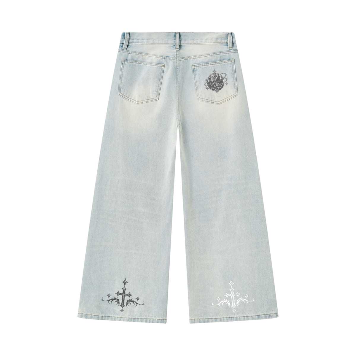 [Born]² Men's Vintage Wash Wide Leg Denim Jeans
