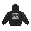 Contrast-Stitched Boxy Fleece Hoodie