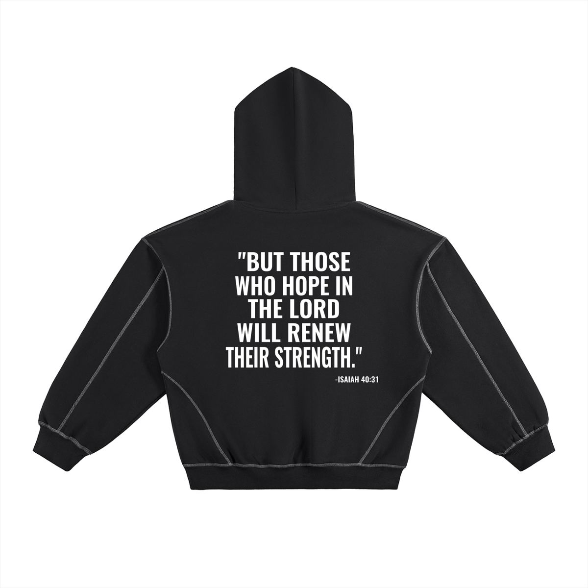 Contrast-Stitched Boxy Fleece Hoodie