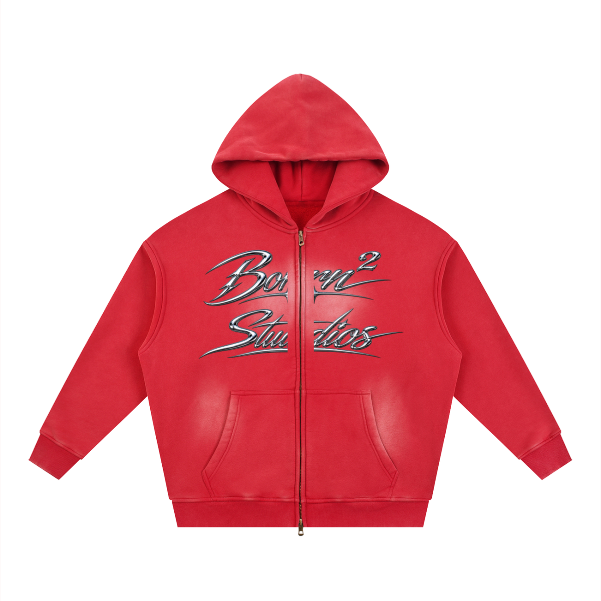 Sunfade Two-way Zipper Boxy Fleece Hoodie