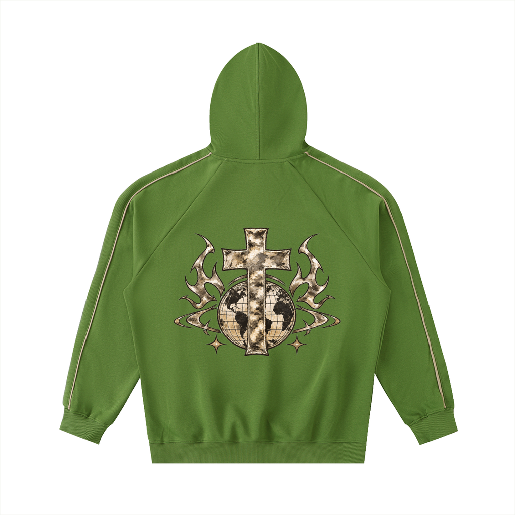 [Born]² Avocado Green Contrast Piping Raglan Hoodie