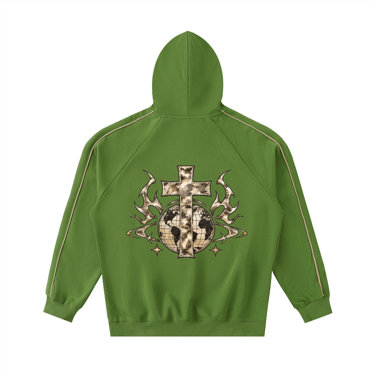 [Born]² Avocado Green Contrast Piping Raglan Hoodie