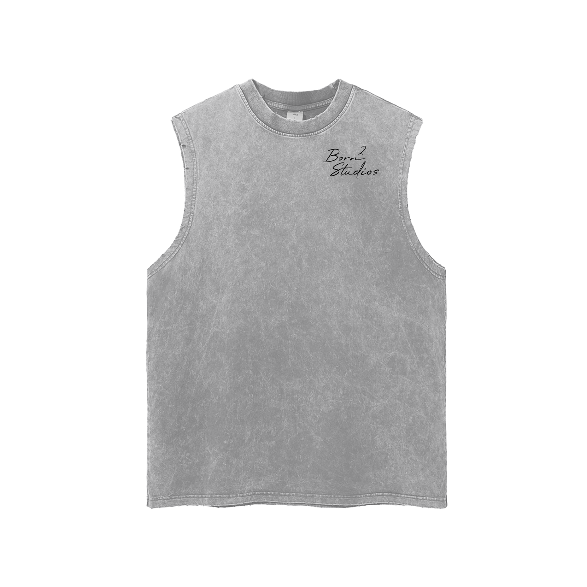 [Born]² Snow Washed Frayed Hem Tank Top