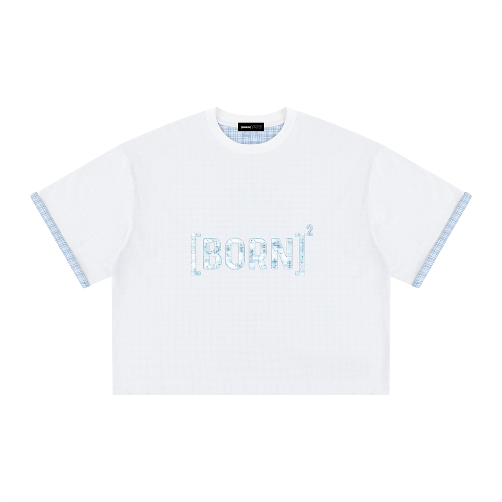 Unisex Boxy Plaid-Lined Double-Face T-Shirt
