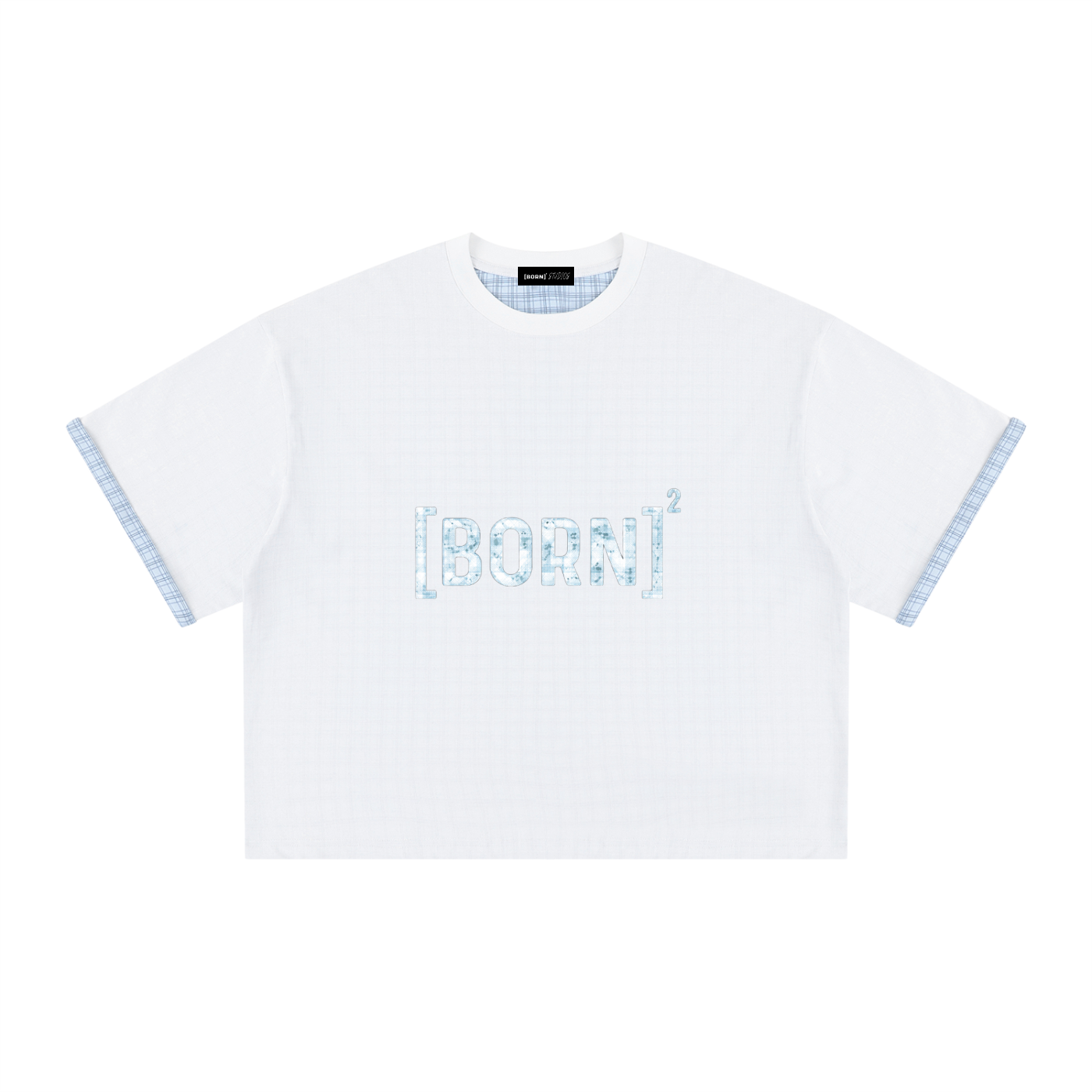 Unisex Boxy Plaid-Lined Double-Face T-Shirt