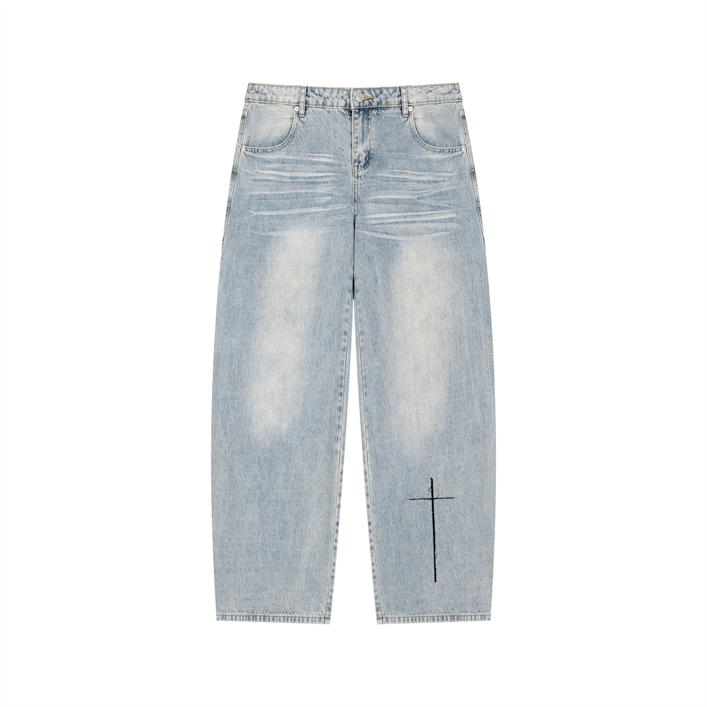 Men’s Enzyme Wash Wide Leg Jeans